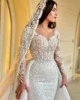 Customized2025Mermaid Wedding Dress Lace Embroidery 2 in 1 Strapless Neckline Full Sleeves Elegant Bride Dress Vestidos De Novia 4