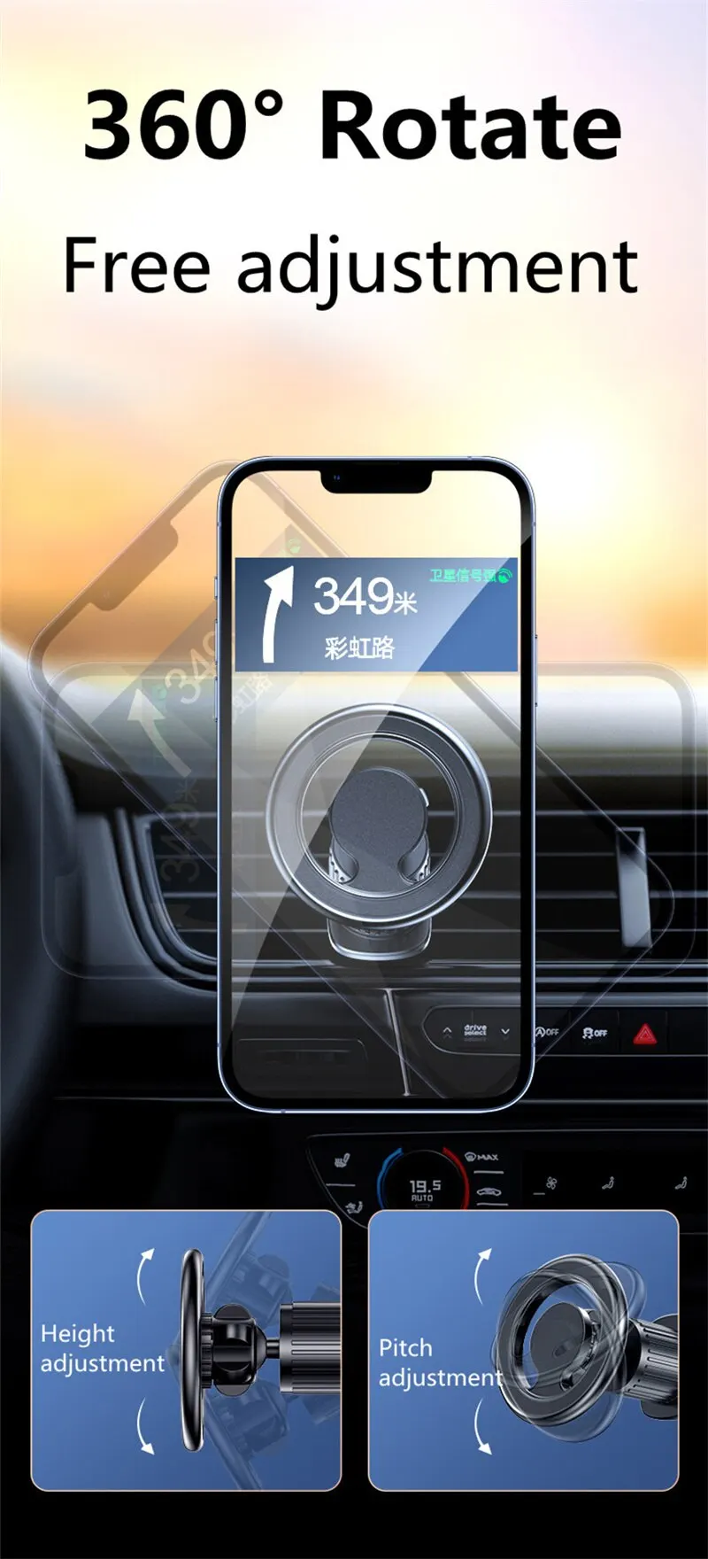 Magnetischer Auto-Handyhalter, Entlüftungsschlitze, Autotelefonständer, starker Magnethalter für Apple Magsafe, für iPhone 17/16, Xiaomi, Huawei – Detail 6