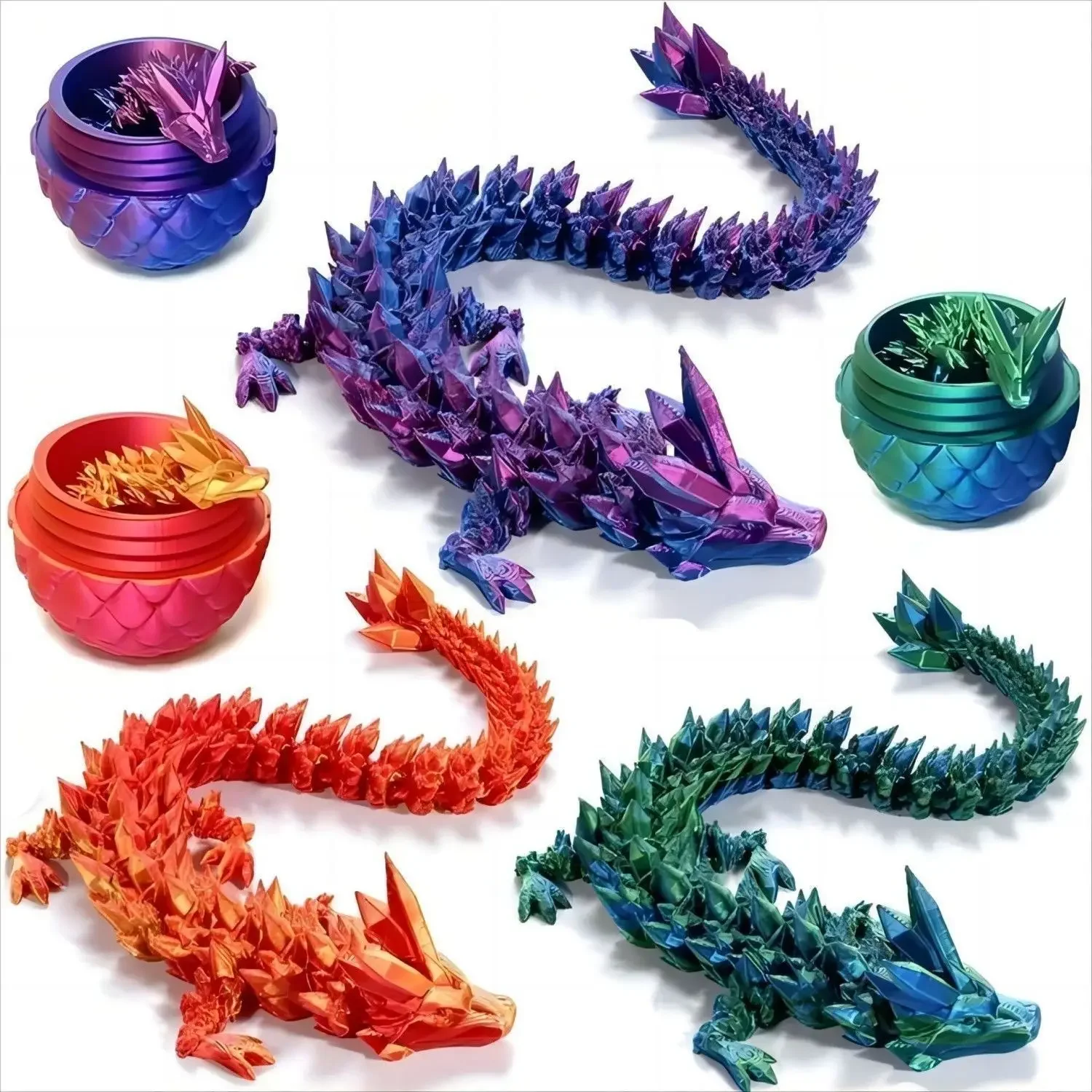 Creative Decompression Dragon Egg Chameleon Pendulum 3D Printed Toy Complete Set of Gifts Colorful Decoration