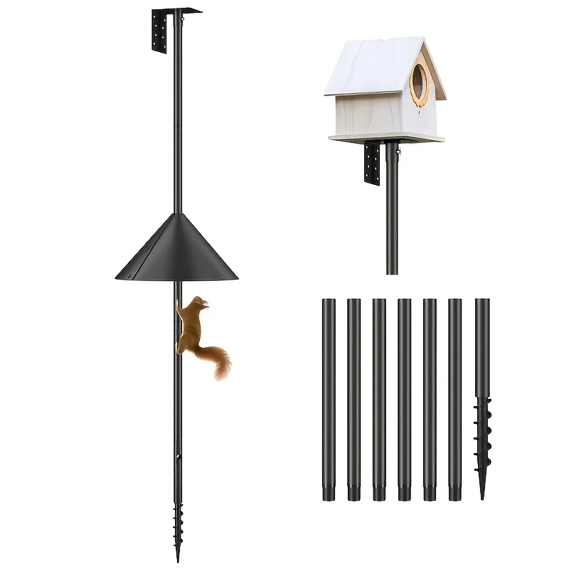 92Inch Bird House Pole Mount Kit,Bird Feeding Station With Squirrel Proof Baffle For Bird Watching Easy Installation Multifuncti