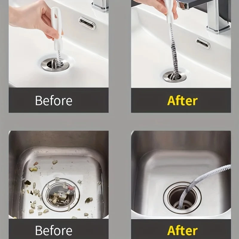 Pipe Dredging Brush Bathroom Hair Sewer Sink Cleaning Brush Drain Cleaner Flexible Cleaner Clog Hole Remover Cleaning Tools