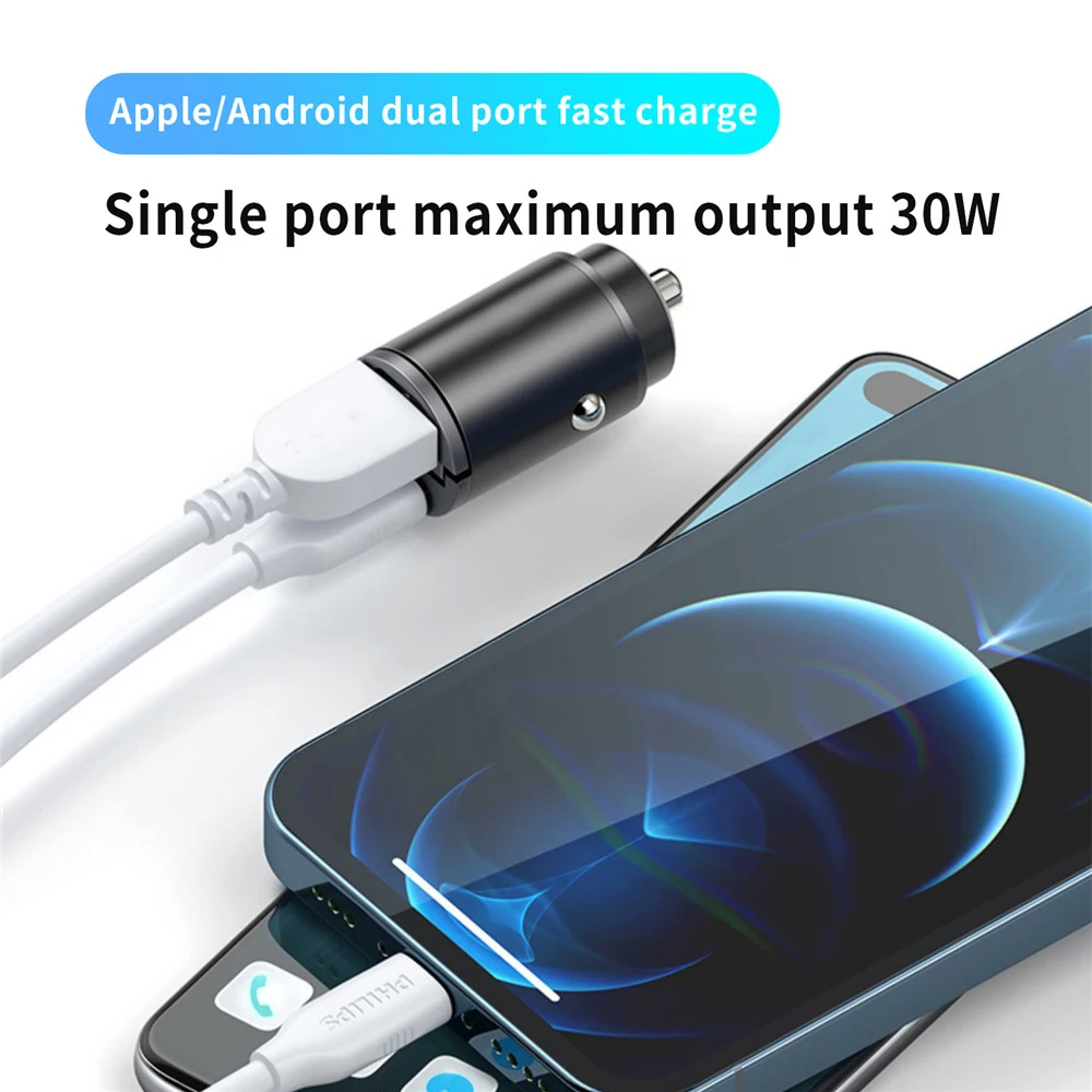 Mini chargeur de voiture allume-cigare 200W, charge rapide pour iPhone  QC3.0 PD USB Type C, pour téléphone Xiaomi Samsung Huawei iPhone -  AliExpress