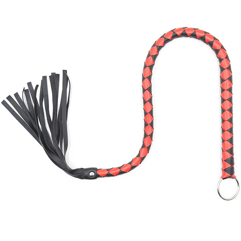 65CM PU Leather Braid Horse Whip, Horse Training Whips,Handle With Iron Hoop 3