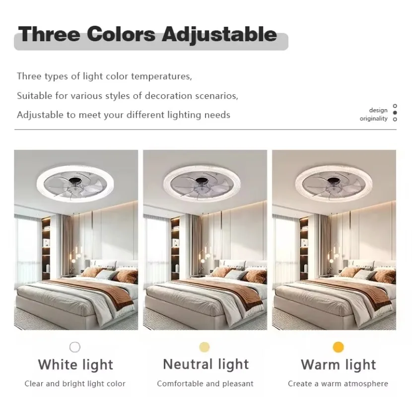 New LED Ceiling Fan Light 6th Gear with Intelligent APP Remote Control Dimming Bedroom Study Balcony Indoor Home Fan Light