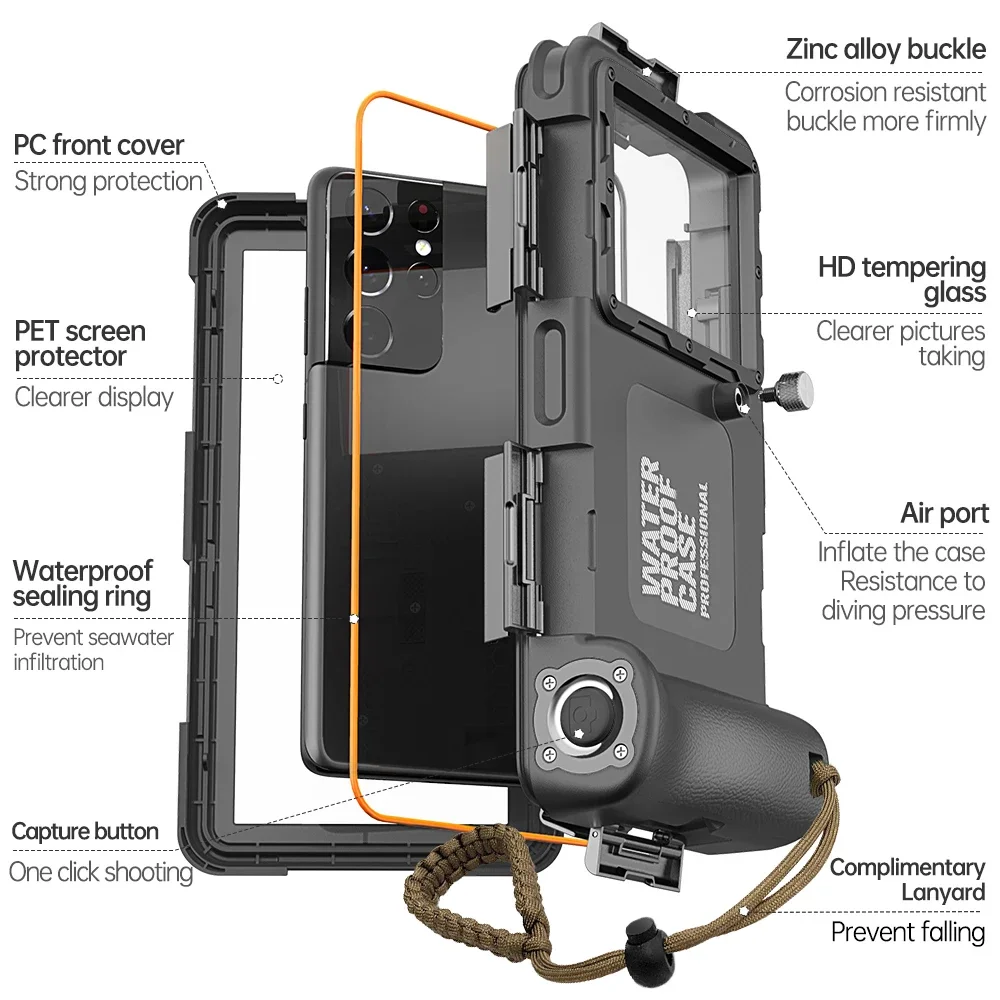 15M Professional Diving Phone Case For iPhone 15 14 13 12 Pro Max Underwater Taking Waterproof Cases Cover For Samsung S22 S23 phone case iphone case phone waterproof case