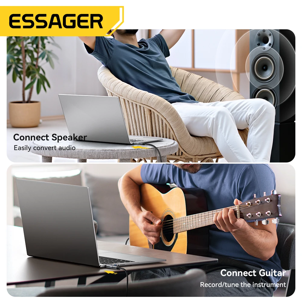 Essager 3.5mm To 6.5mm Audio Jack Adapter For Phone PC Earphones Speaker Sound Card Guitar DVD Amplifier 6.5 To 3.5mm Converters