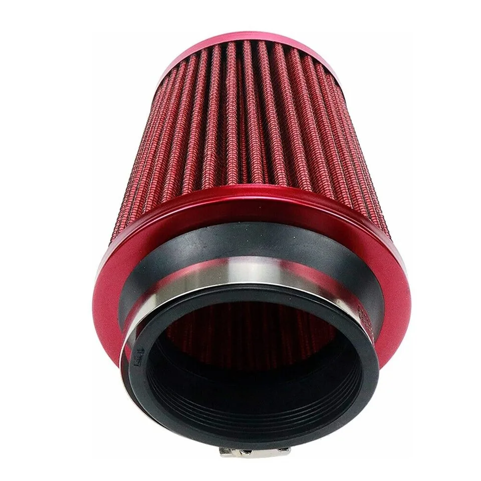 thumbnail image 2 of 3 Inch Red High Flow Air Intake Cone Filter - 76mm, Universal Fit With O-Ring 2 of 14