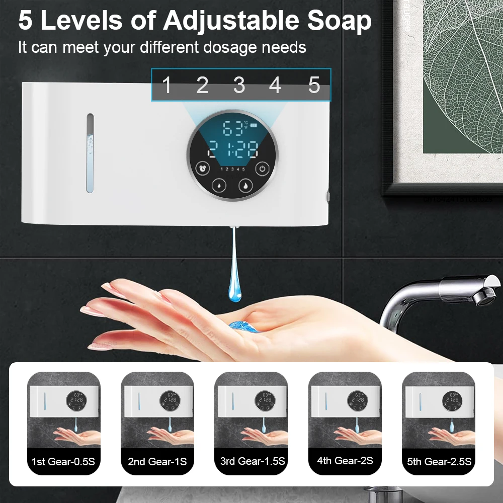 Automatic Soap Dispenser Wall-mounted Touchless Sensor Soap Dispenser with LED Screen 500ML Hand Wash Liquid Foam Soap Dispenser 3 Automatic Soap Dispenser Wall-mounted Touchless Sensor Soap Dispenser with LED Screen 500ML Hand Wash Liquid Foam Soap Dispenser 3