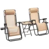 Zero Gravity Chair with Side Table, Set of 2, Beige 1