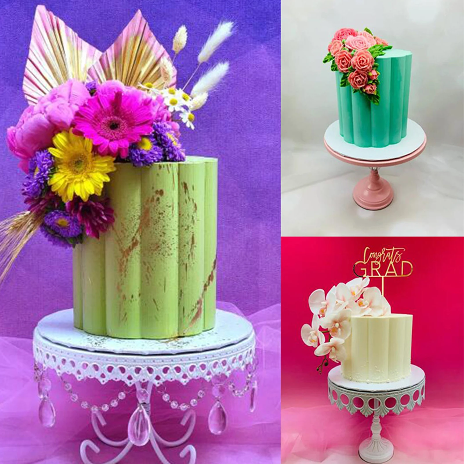 Flower Shape Cake Discs Acrylic 2pcs/set DIY Art Blank Board Cake Tool Buttercream Smoothing Decorating Tool Baking Pan Tra baking supplies cake tools cake decorating kit