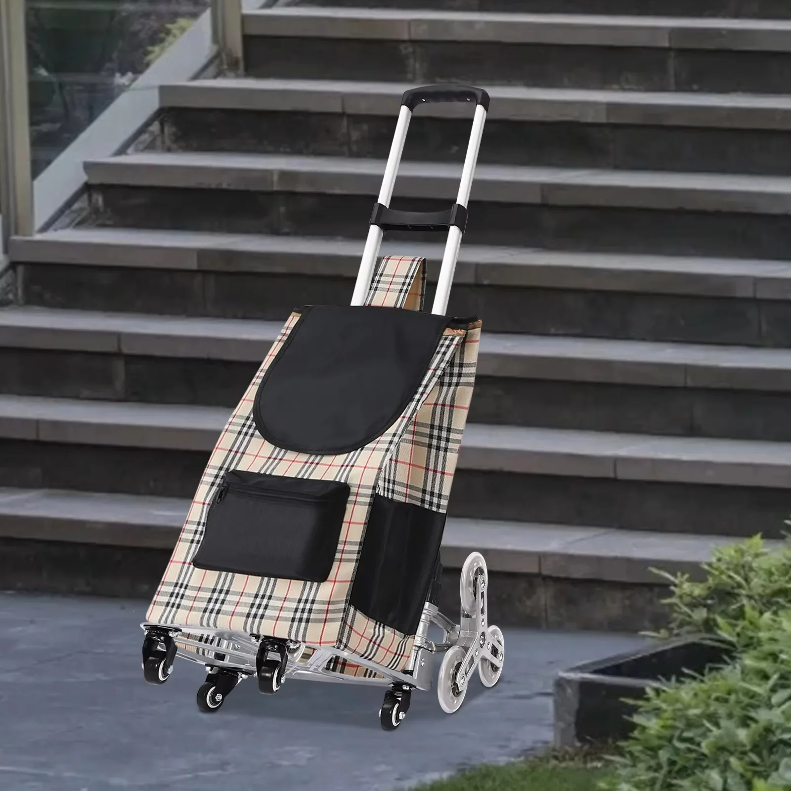 Zusammenklappbarer Treppenlift, ausziehbarer Treppenwagen, 70 kg, mit rutschfesten Polstern, elastisches Seil, zusammenklappbarer Handwagen, Transportwagen