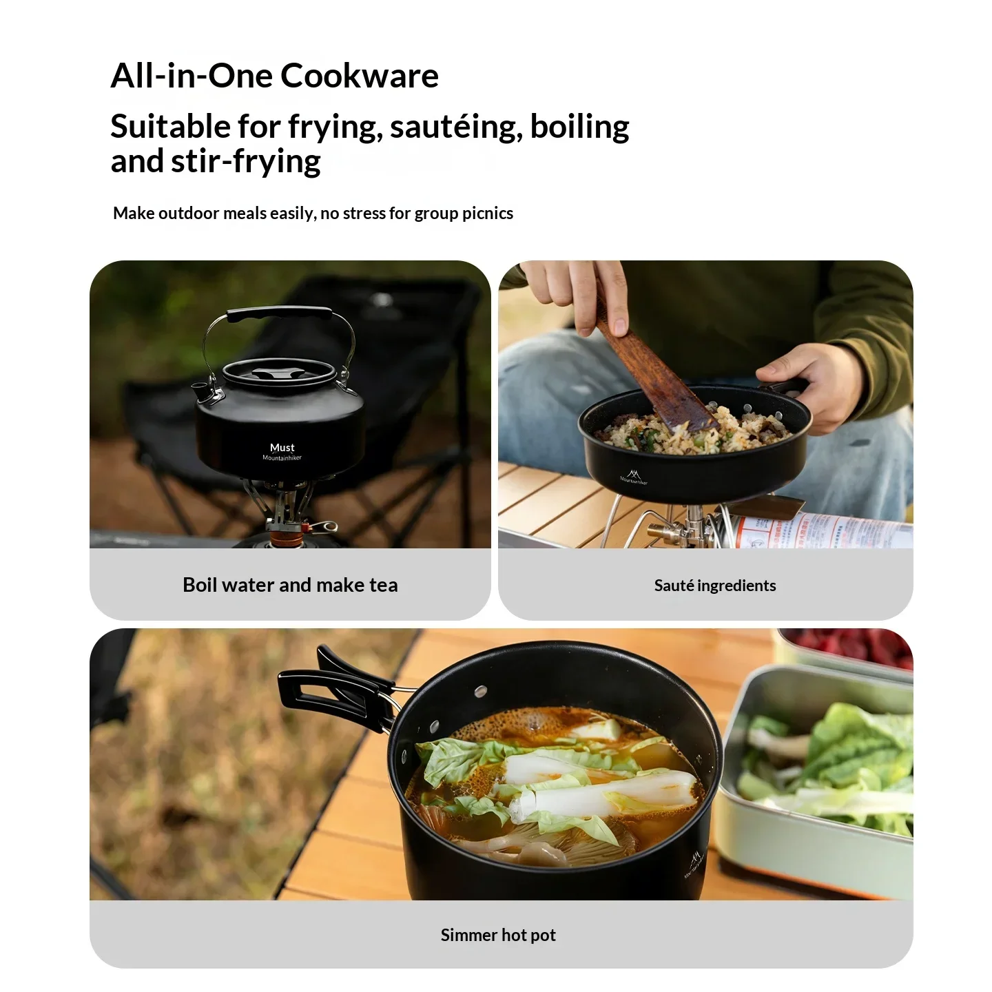 Kit Completo per Cucina da Campeggio | Attrezzatura da cucina portatile adatta per viaggi in zaino in spalla, perfetta per gite in campeggio in famiglia. - immagine 4