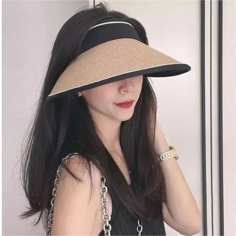 upf50+ Sunblock Sunshade New outdoor sun hat UV protection foreign air straw empty top hat 2