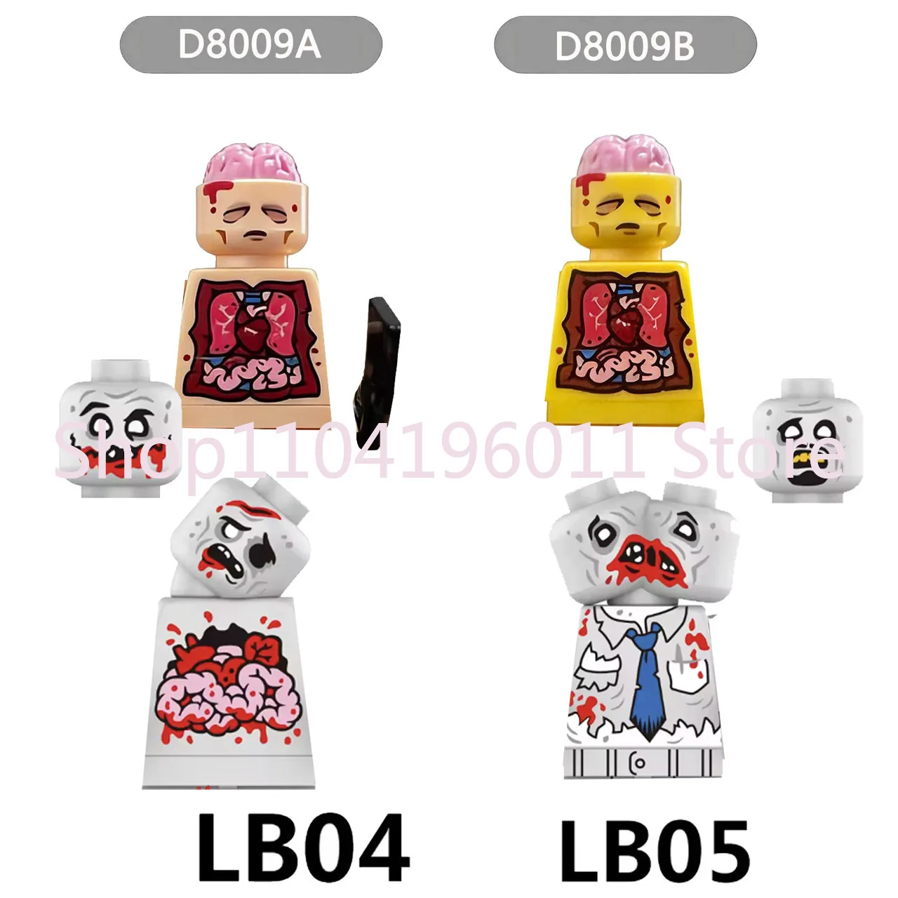 MOC 할로윈 공포 장면 빌딩 블록 도시 거리 요소가 포함된 해골 유령 피규어 어린이를 위한 창의적인 조립 장난감 선물