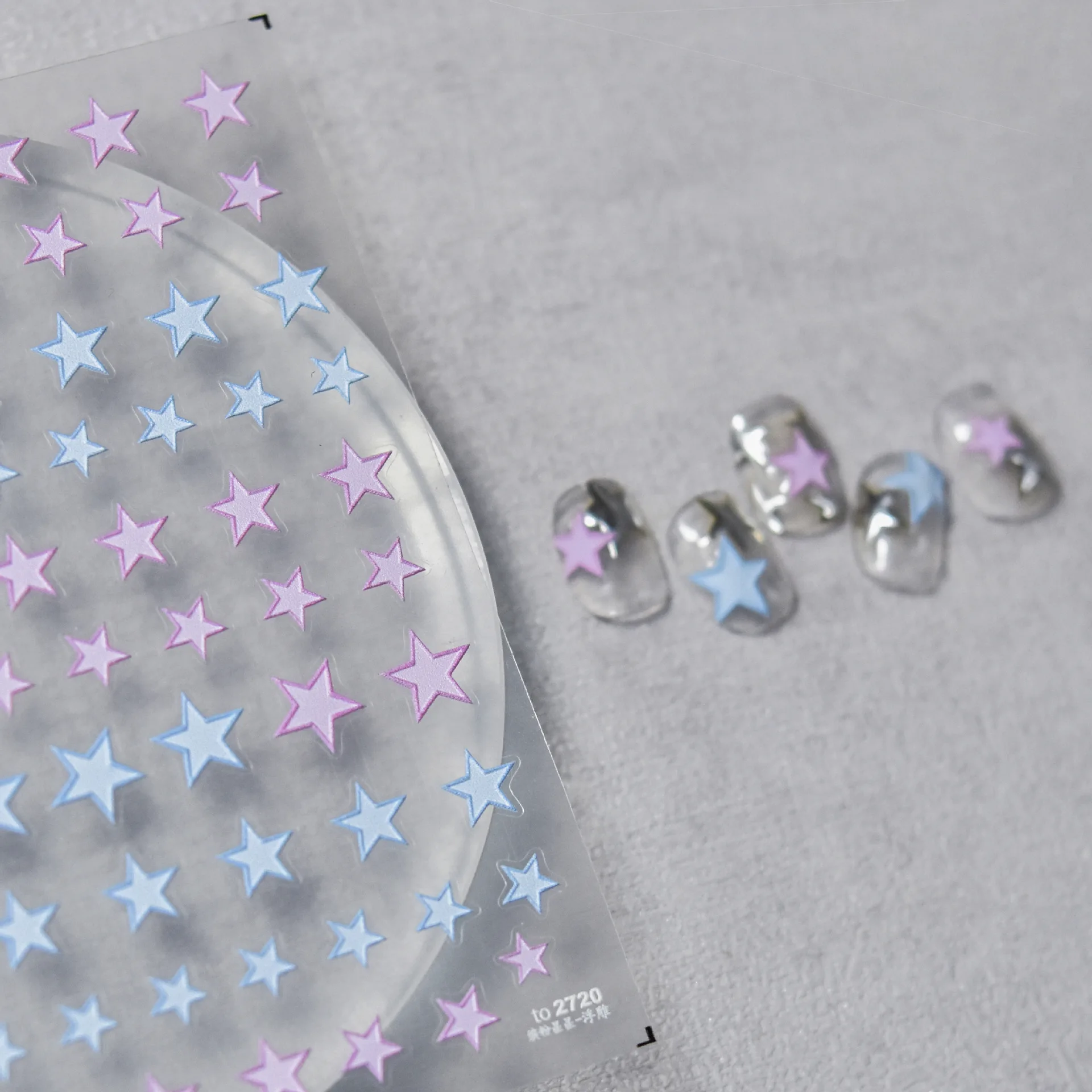 5D Relief Kawaii Colorful Star Nail Art Stickers Multi Macaron Mangxing Nail Decorations Self Adhesive Decals Accessories nail stickers 1pcs