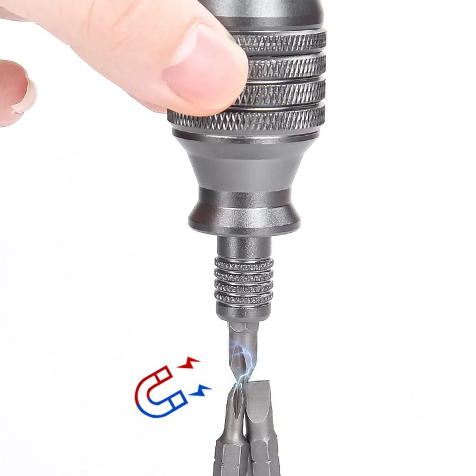 7-in-1 Industrial Mini Screwdriver Set - Aluminum Alloy Handle with High Hardness Phillips/Slotted Bits Multi-Function EDC Tool