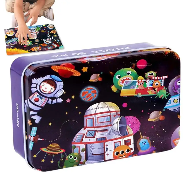 

Jigsaw Puzzles For Kids Paper Cartoon Jigsaw Puzzles In A Storage Box Colorful Puzzle STEM Toys Preschool Learning Educational