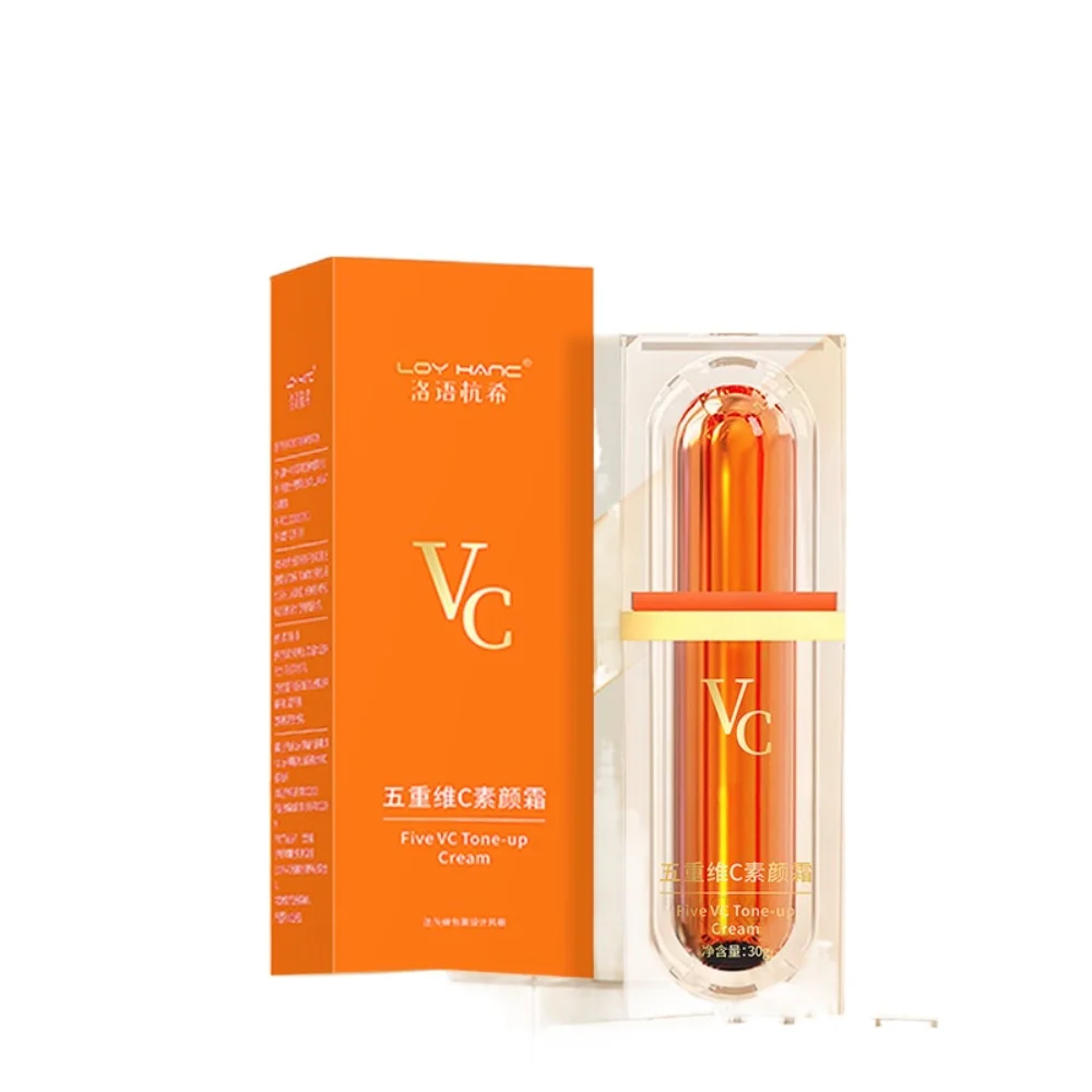 Five Vitamin C Tone-up Cream 30g VC Whitening Brightening Concealer Natural Moisturizing Lazy Makeup Cream Skin Care Cosmetics five vc plain cream concealer isolation brightening skin makeup front milk 4 in 1 skin whitening cream