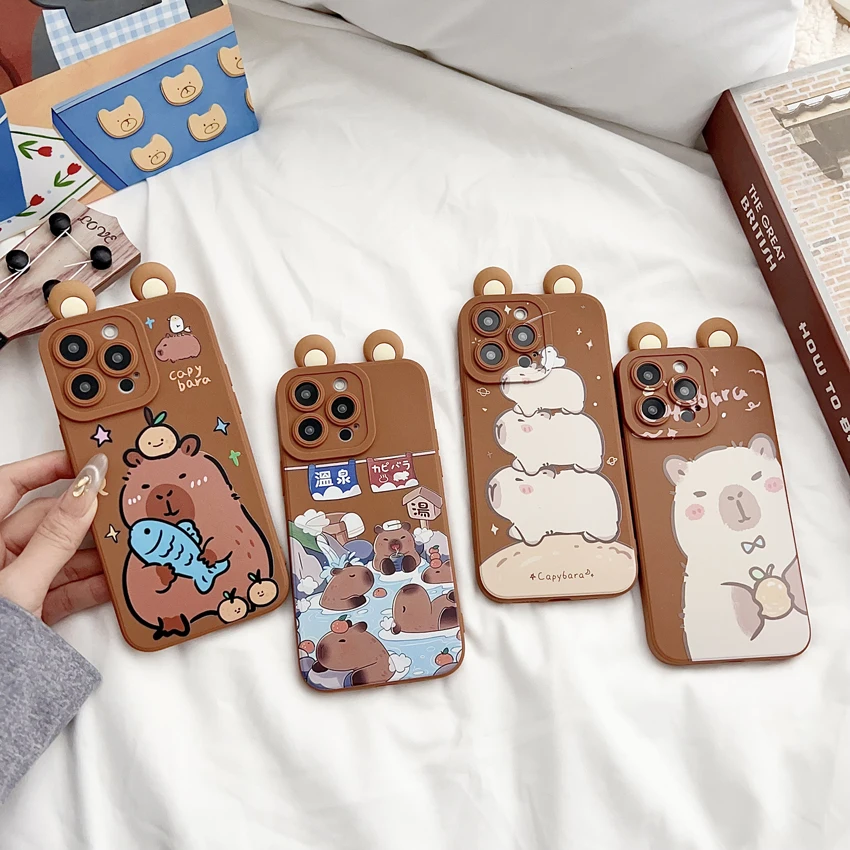 Capybara-Themed Protective Case with Ornaments