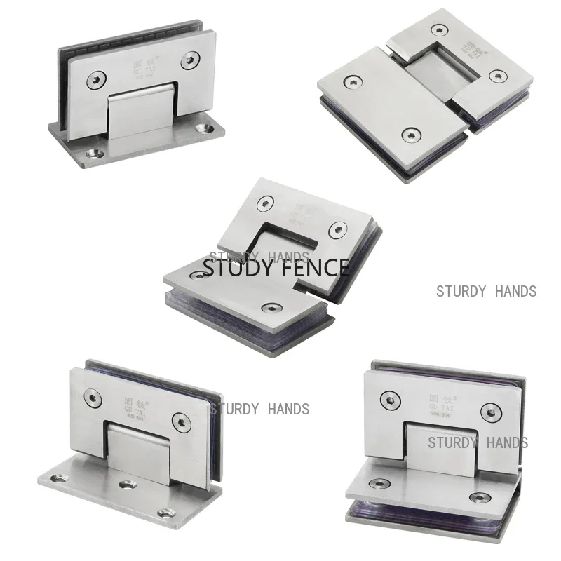 Stainless steel frameless glass nickel brush door hinge stainless steel hinges door hinges 90 degree bathroom clip bathroom folding glass clip