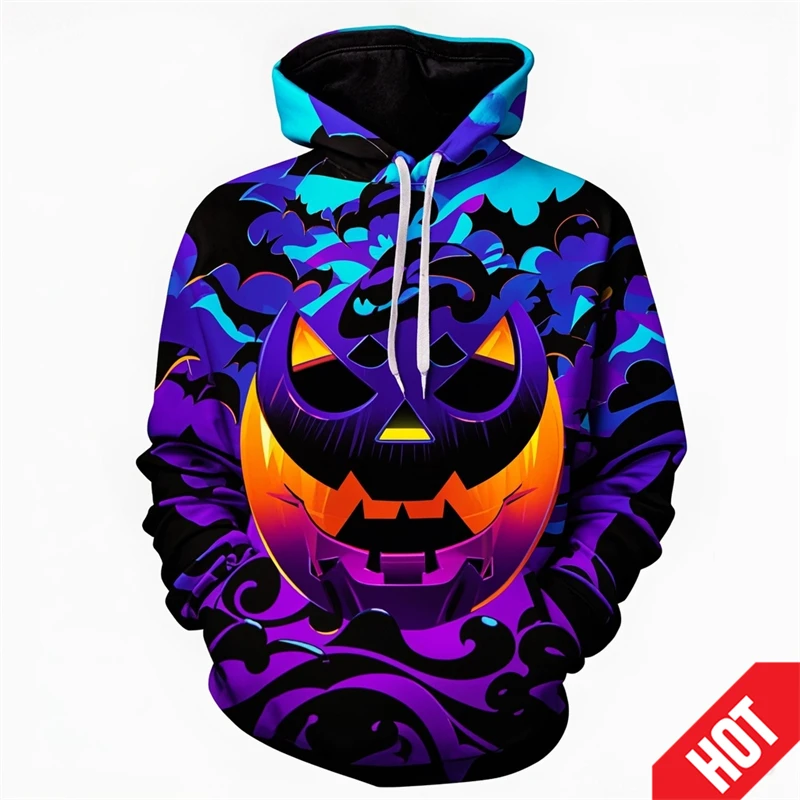 Nueva sudadera con capucha con diseño de calabaza de moda de Halloween con estampado 3D para hombres y mujeres, sudadera divertida de terror, sudaderas con capucha de hip hop, sudaderas con capucha ge