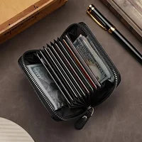 ​​Vintage PU Leather Slim Wallet - Zipper RFID Blocking 11-Slot Card Holder, Retro Style Gift for Men & Women, Classic Design​ 5
