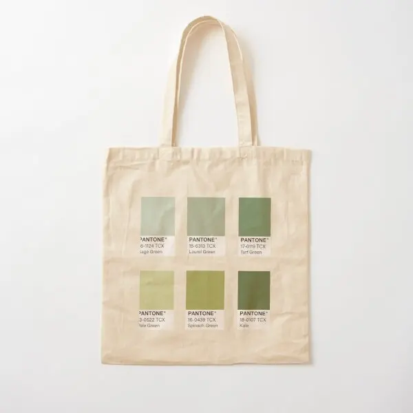 Green Pantone Color Swatch Pack Borsa In Tela Di Cotone Tessuto Pieghevole Riutilizzabile Borsa Da Donna Stampata Borsa Da Viaggio Firmata Shopper