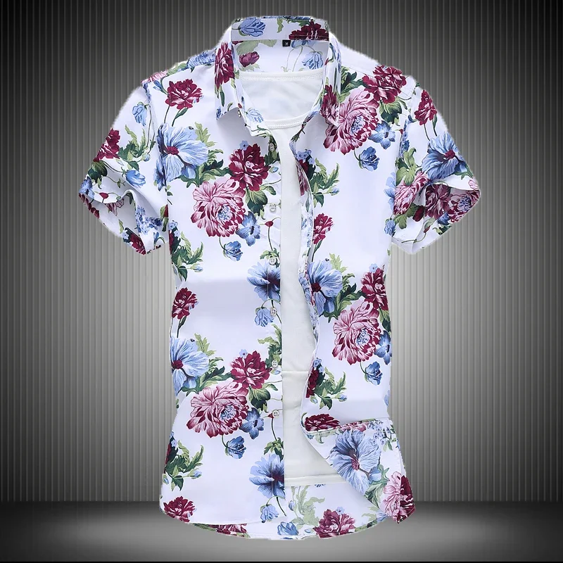 Men Short Sleeve Flower Shirt 4