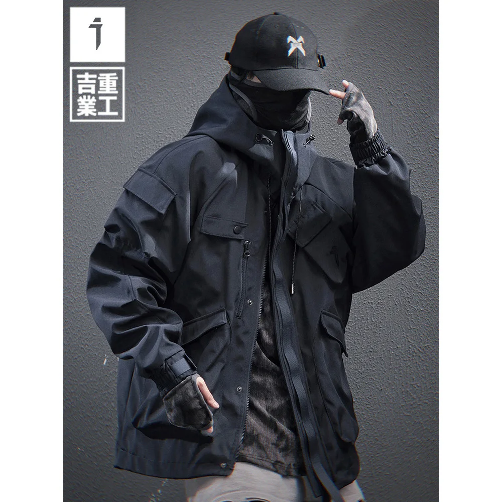 11 BYBB'S DARK 2025 New Tactical Jackets Windbreaker Mens Cargo Function Hooded Jacket Coats Outwear Techwear Streetwear 3