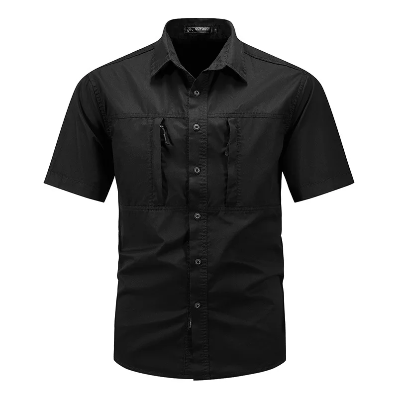 Men's Plaid Short Sleeve Shirts Summer Quick-dry Breathable Button Down Casual Work Outdoor Tactical Hiking Fishing Shirt