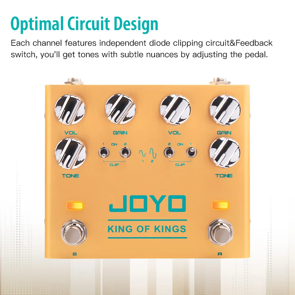 R-20 KING OF KINGS Dual Channel Overdrive Effect Crunch Pedal with Volume/Gain/T