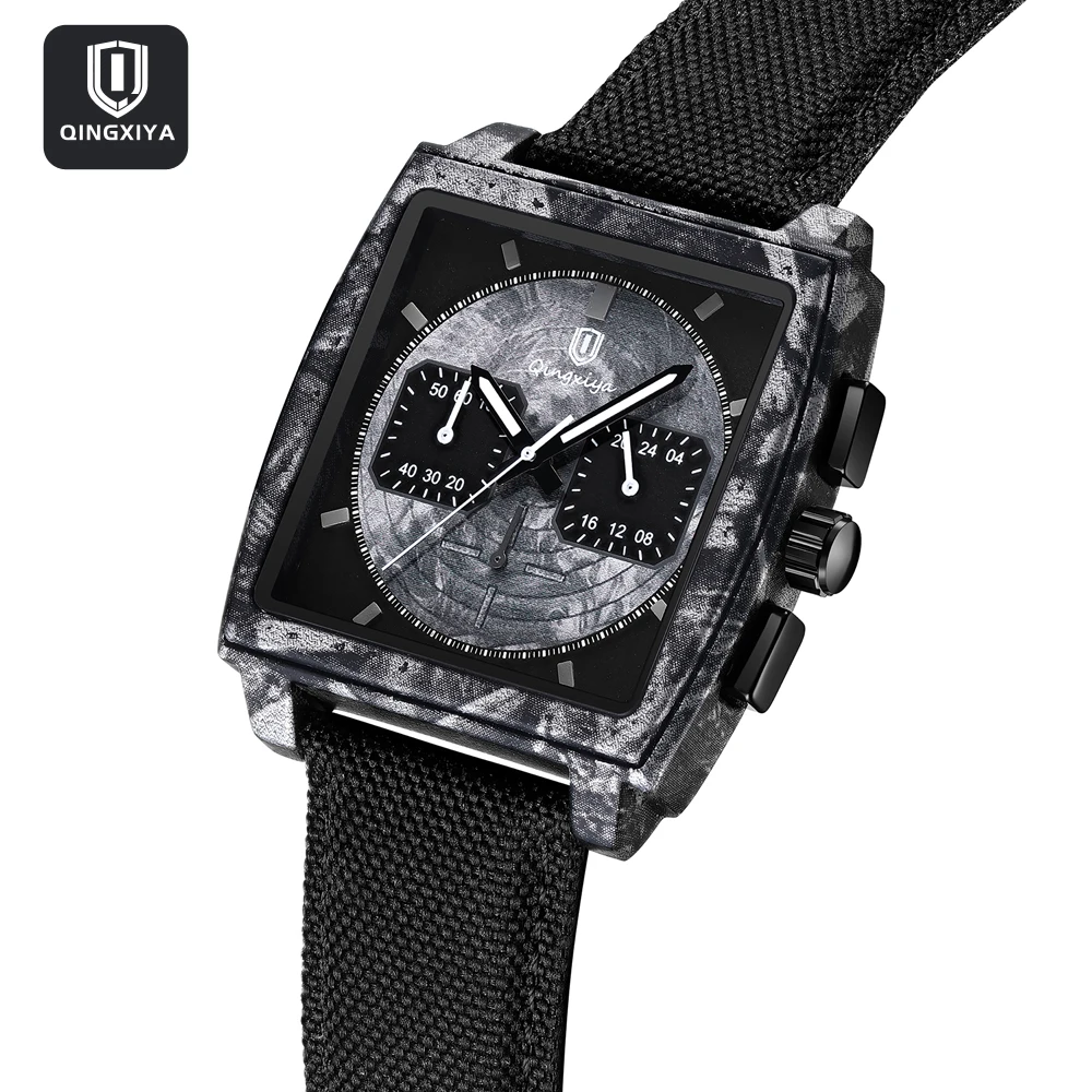 Men's Luxury Chronograph Quartz Watch - Military Style, Waterproof with Leather Strap