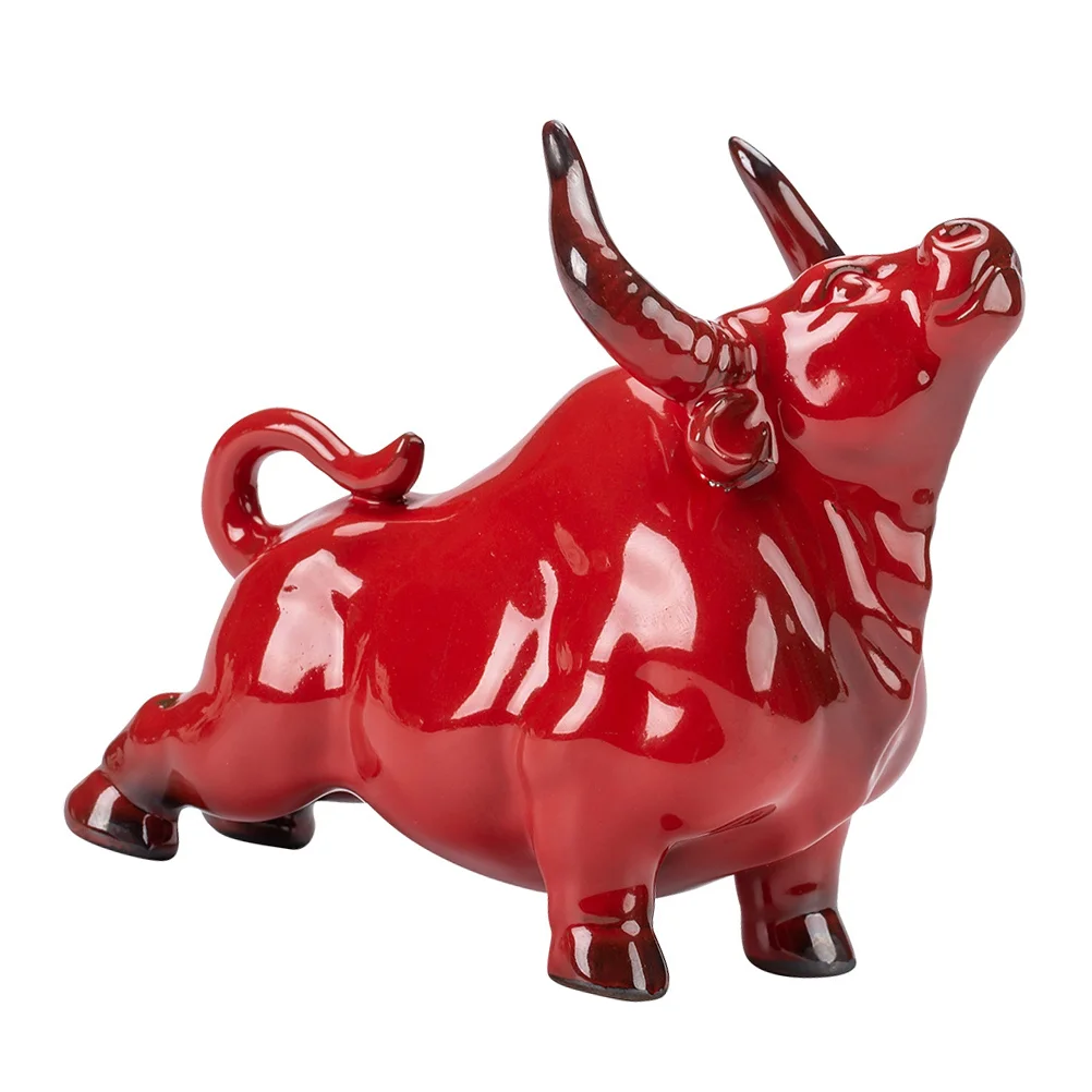 

Ornaments Desktop Adornment Home Decor Vintage Tabletop Ox Figurine Ceramics Sculpture Office