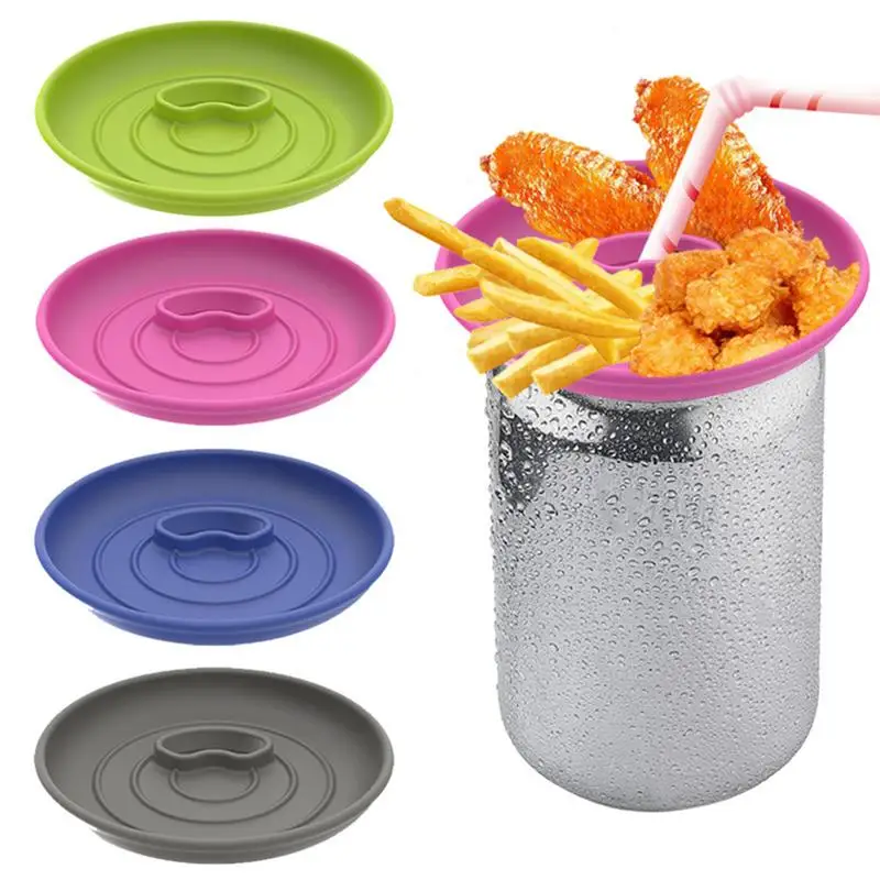 Snack Bowl For Tumbler Silicone Snack Tray For Cup Reusable Water Bottle Fried Chicken Plate Party Beverage Containers