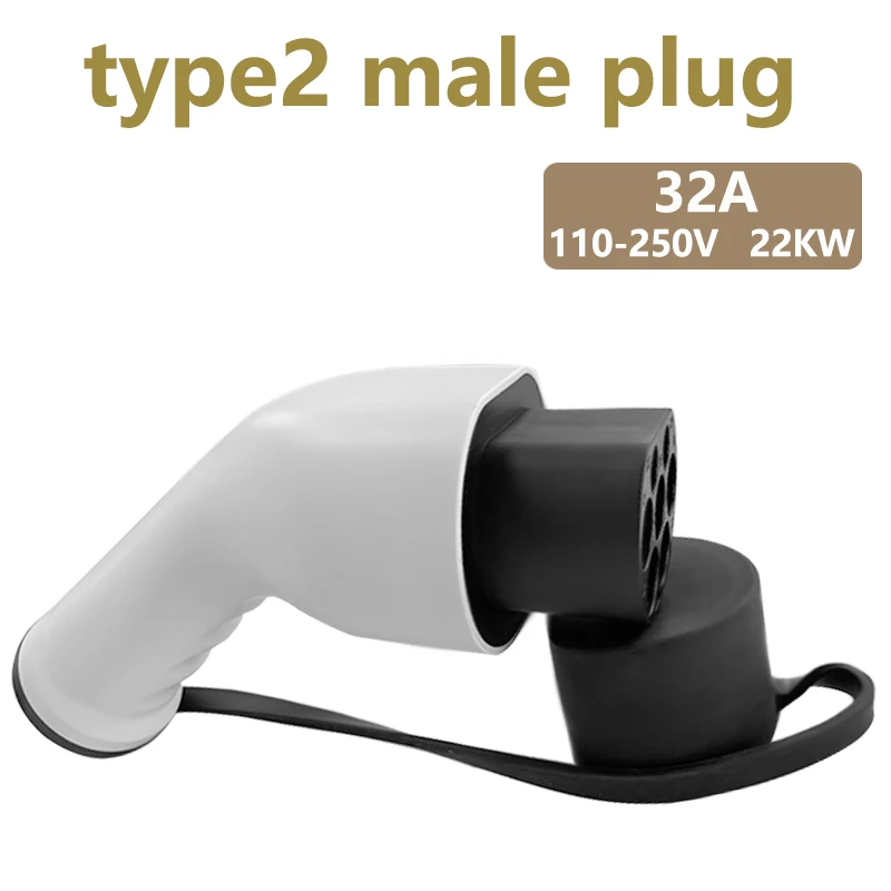 EV Charger Type2 Male Plug for Power Supply Side 32A 3Phase IEC62196-2 Adapter 22KW Single Three Phase European standard car