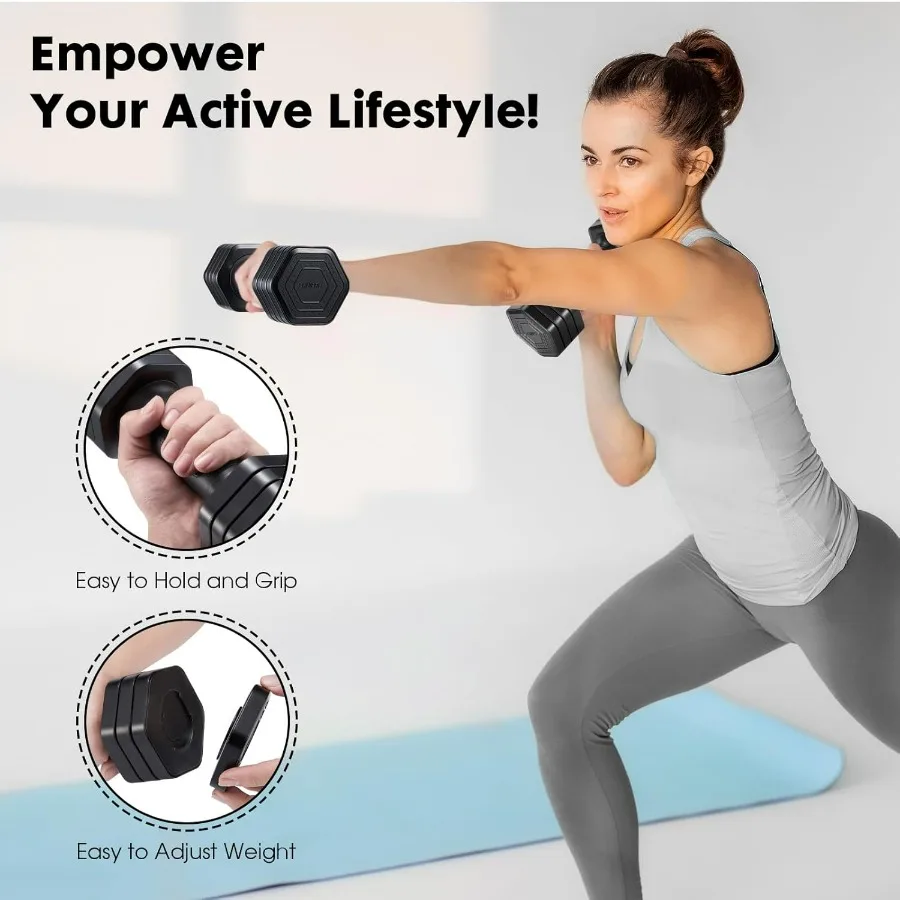 Adjustable Dumbbell Set, 4 in 1 Free Weights Dumbbells Set for Women, Weights for Women at Home, 2lb 3lb 4lb 5lb with TPU Soft R