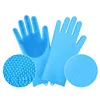 Pet Grooming Gloves Dog Cat Bathing Cleaning Glove Shampoo Scrubber Clean Soft Silicone Hair Removal Glove Hand Skin Protection 5