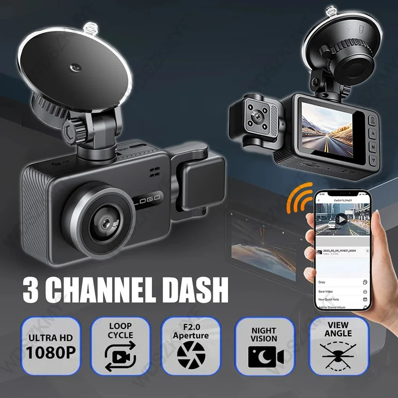 2/3 Channel Dash Cam for Car Front And Rear Camera 1080P Video Recorder Dashcam Black Box Car DVR Rear View Camera car accessory