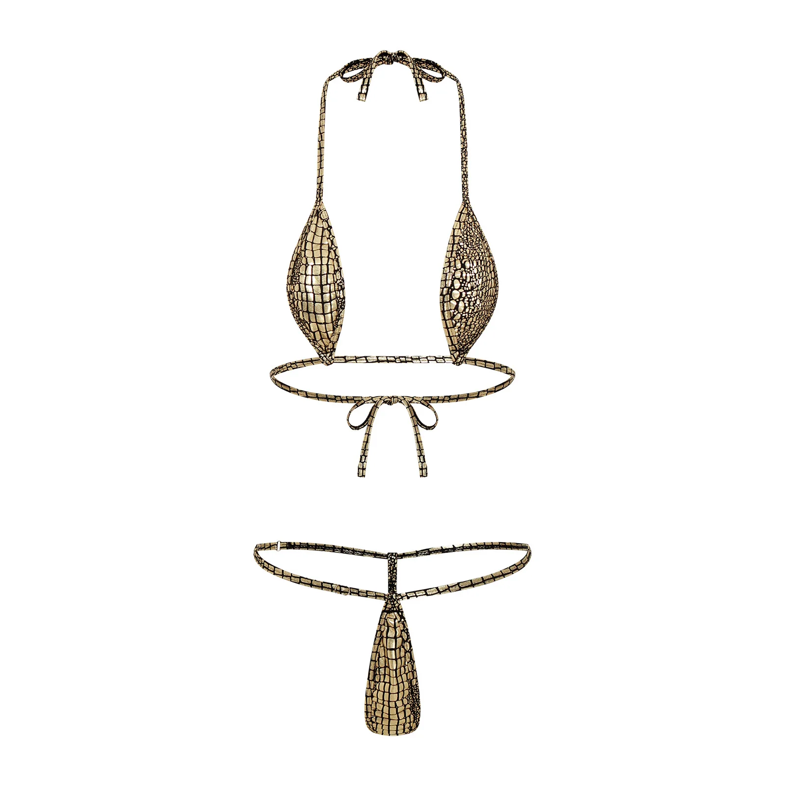 Womens Bikini Swimsuit Metallic Shiny One Piece Swimming Bathing Suit Backless Lace-up Bodysuit Cheeky Sling Swimsuit Beachwear