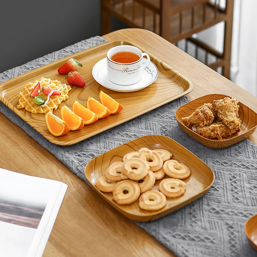 

Snack Plate Durable Wood Serving Kitchen Square Plate Fruit Dessert Cake Snack Candy Accessories Wooden Bowl Snack Plate