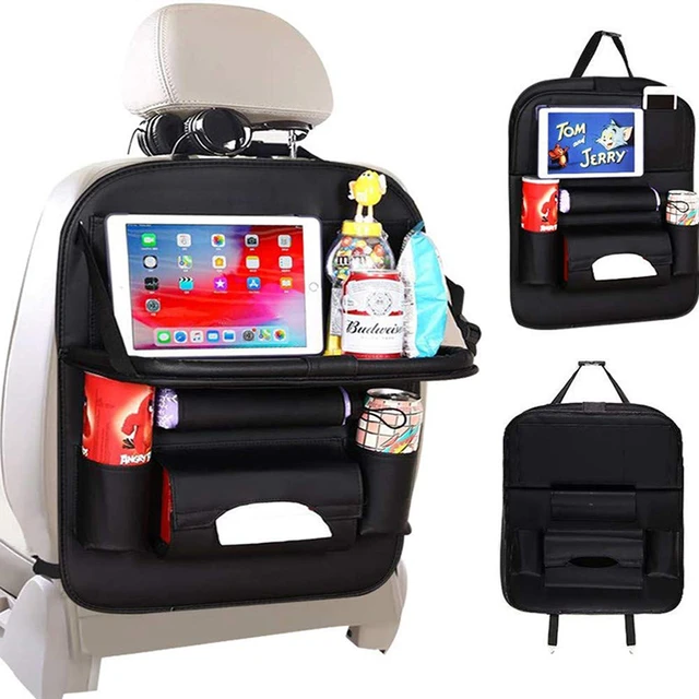 Auto-Sitz-Rücken-Organizer mit Klapptisch-Tablett PU-Leder-Aufbewahrung- Organizer mit Taschen Kick-Matten Sitz-Interieur-Zubehör - AliExpress