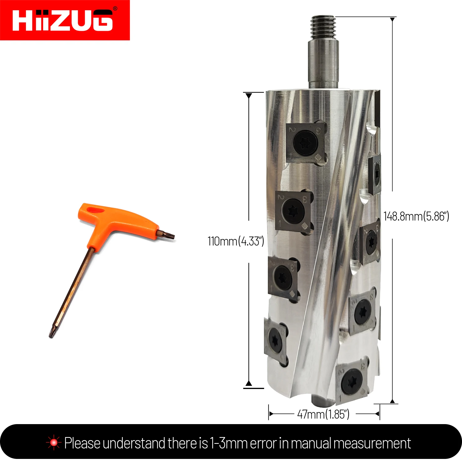 Makita 1911B Planer Helical Spiral Cutter Head 110mm Cutting Length with 18Pcs Carbide Inserts for Makita Woodworking Planer