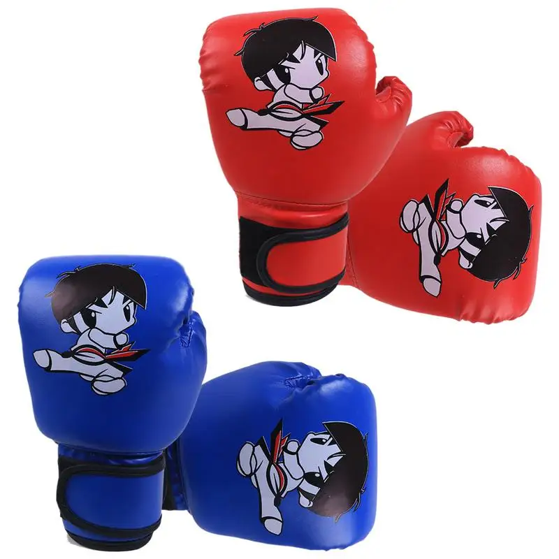 Kids Boxing Gloves Cartoon PU Leather Heavy Bag Gloves Home Gym Training Device Sparring Gear For Kids Kickboxing Muay Thai MMA