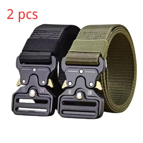 Red Ears Plastic buckle tactical belt men's multifunctional military fan canvas belt outdoor faux nylon training waist belt - Image 23