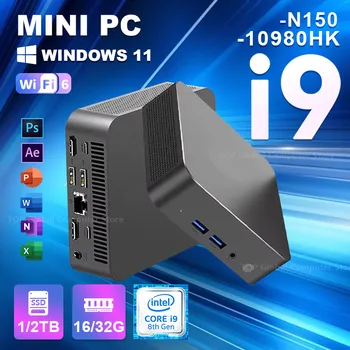 Windows 11 MiniPC Intel Core i9 10980HK Intel N150 16GB 32GB RAM WIFI6 BT5.2 4K 1TB 2TB SSD 1000Mbps Protable Gaming Computer PC 1