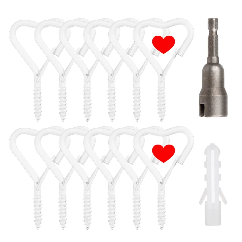 1220pcsQHangerHookswithSafetyBuckleWhiteHeartScrewHooksfor