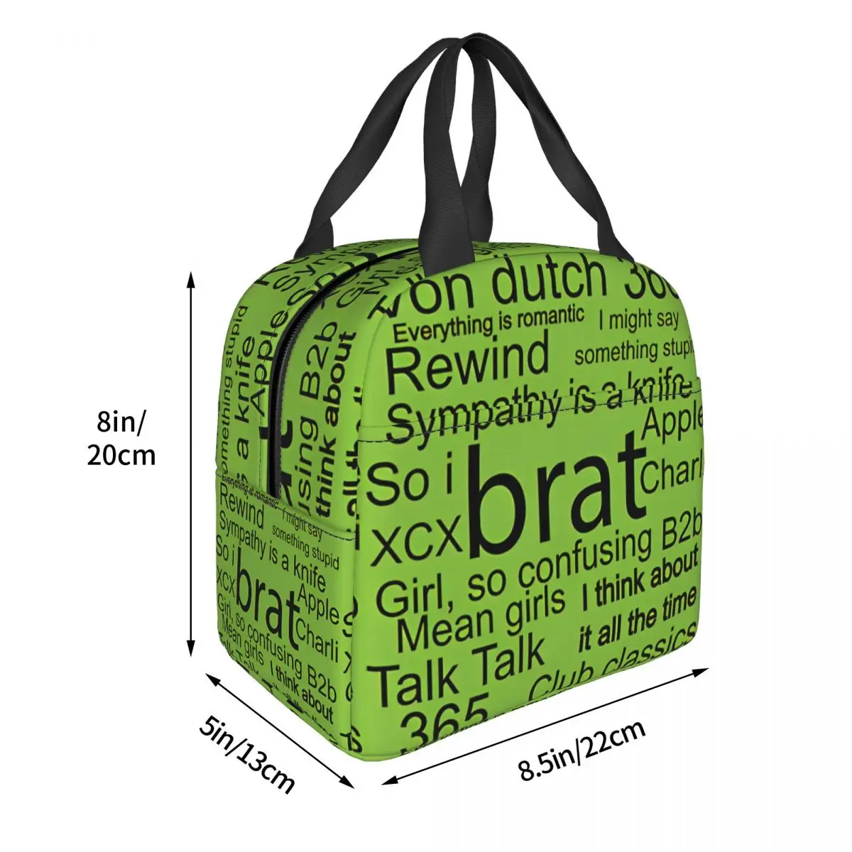 Brat Music Insulated Lunch Bags Thermal Bag Lunch Container English Singer Charli Xcx Tote Box Bento Pouch School Travel
