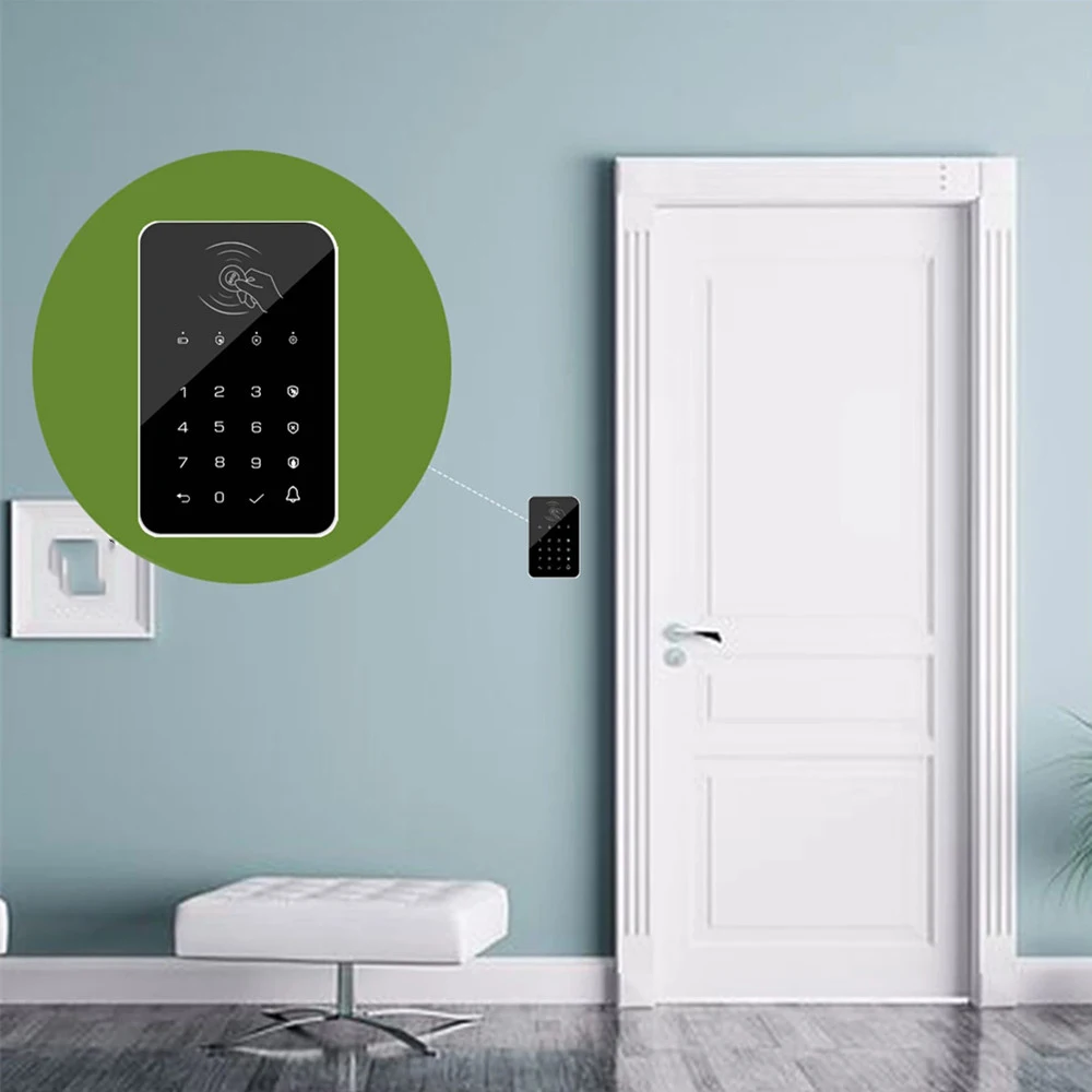 433MHz Wireless Keyboard Touch Pad Doorbell Button Bring RFID Card Rechargeable For H501/G30/PG103 WiFi GSM Alarm wireless remote control wireless rfid card alarm control keypad