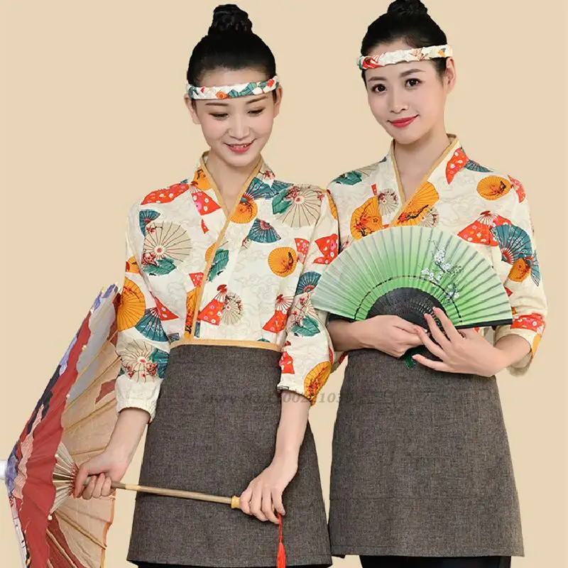 

2024 japanese chef uniforms restaurant cuisine sushi chef jackets national kimono workwear cook costume kitchen jacket cook tops