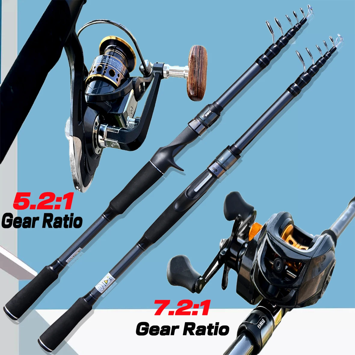 

Casting/Spinning Reel and Rod Set 1.8m 2.1m 2.4m 2.7m 3.0m Carbon Fiber Telescopic Lure Rod for Bass Pike Trout Fishing Tackle